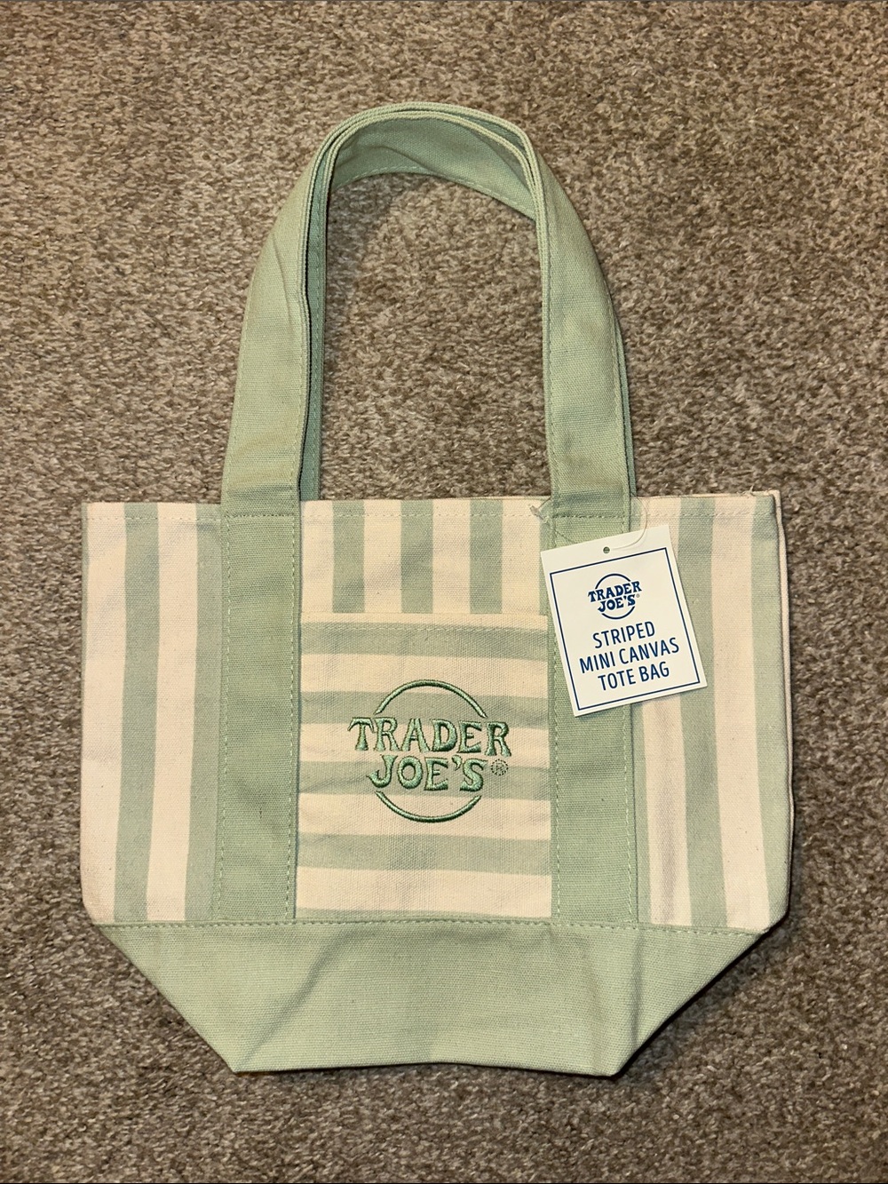 Mini Green Striped Trader Joe’s Tote Bag